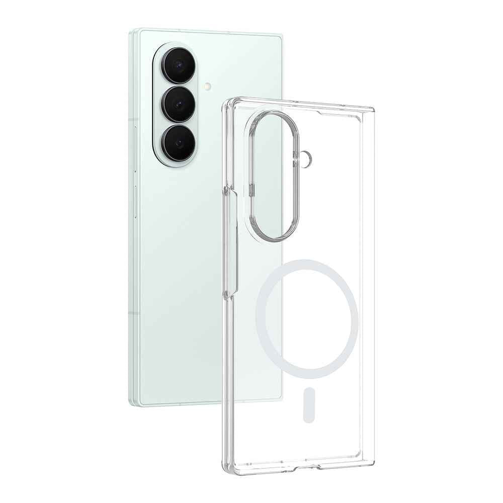 Galaxy Z Fold 6 Kamera Korumalı M-Safe Şarj Özellikli Şeffaf Zore London Sert PC Kapak