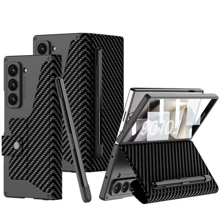Galaxy Z Fold 6 Kılıf Kamera Korumalı Karbon Tasarımlı Zore Kıpta Kalem Bölmeli Fest Kapak