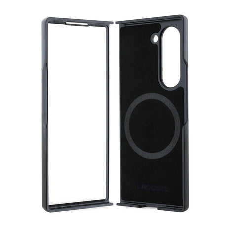 Galaxy Z Fold 6 Kılıf Lacoste Orjinal Lisanslı M-safe Şarj Özellikli Pike Desenli Arka Yüzey İkonik Timsah Dokuma Logolu Kapak