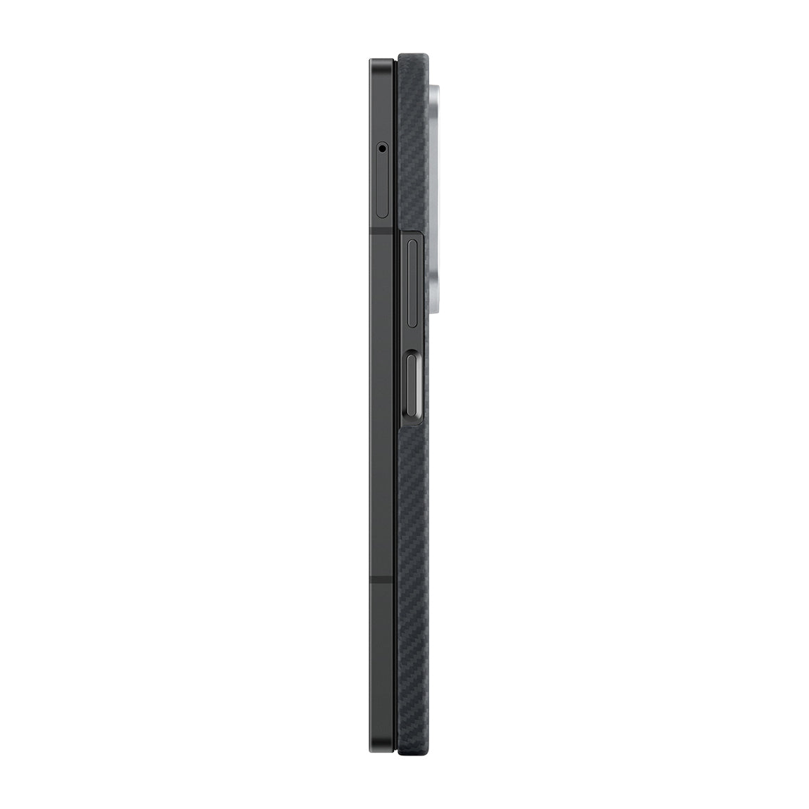 Galaxy Z Fold 6 Kılıf M-safe Şarj Özellikli 600D Aramid Fiber Pitaka Ultra-Slim Classic Serisi Black-Grey Twill Kapak