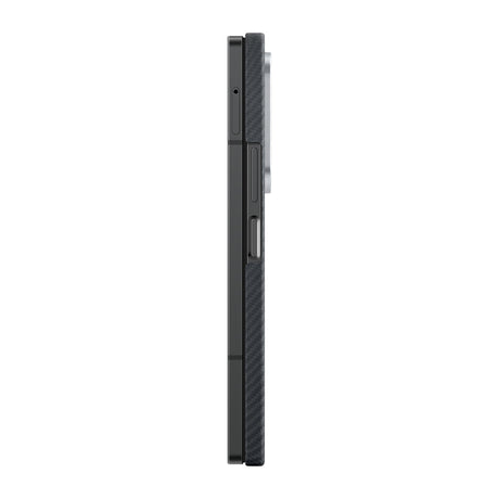 Galaxy Z Fold 6 Kılıf M-safe Şarj Özellikli 600D Aramid Fiber Pitaka Ultra-Slim Classic Serisi Black-Grey Twill Kapak