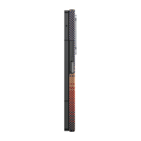 Galaxy Z Fold 6 Kılıf M-safe Şarj Özellikli Aramid Fiber Pitaka Tactile Woven Sunset-Moonrise Serisi Sunset Kapak