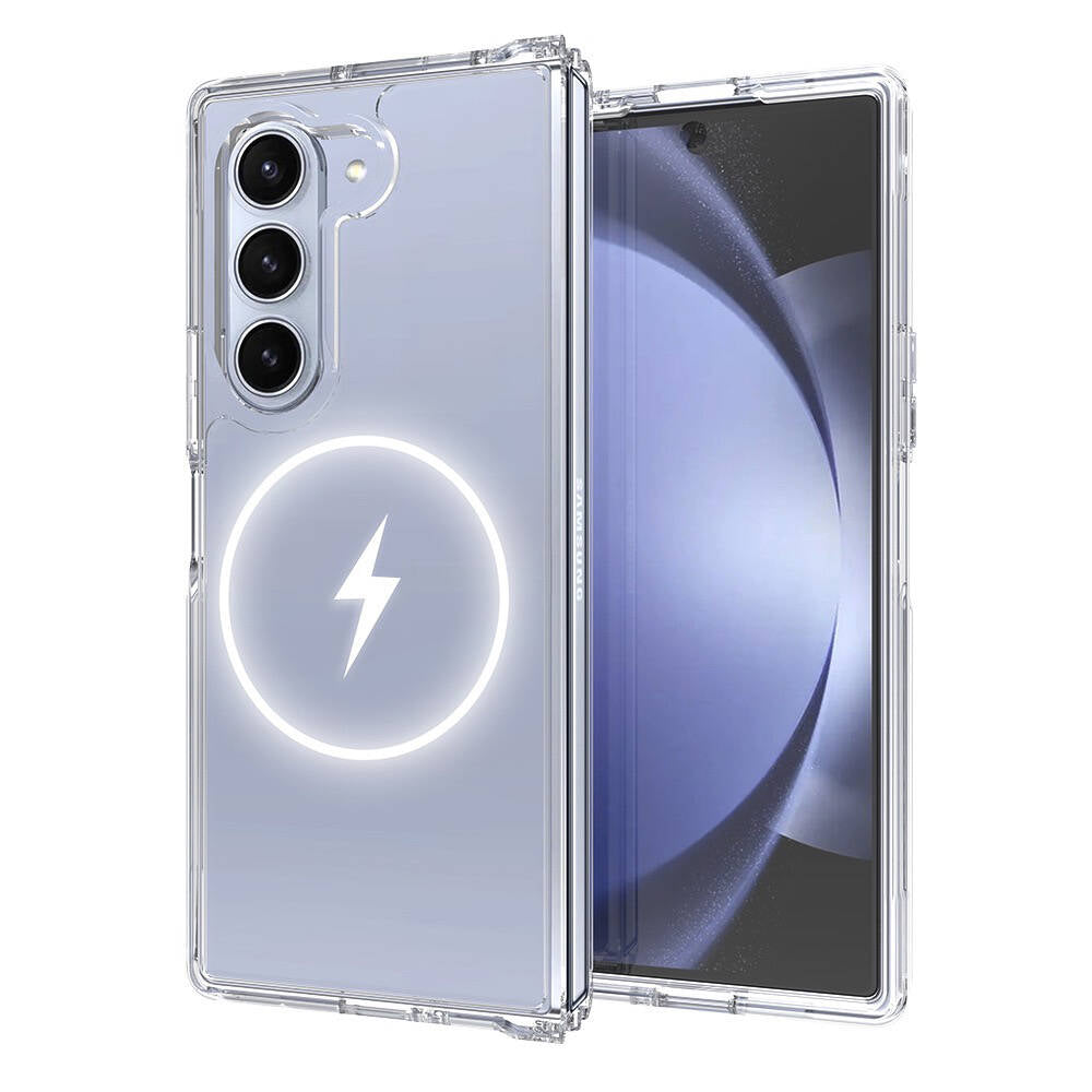 Galaxy Z Fold 6 Kılıf M-safe Şarj Özellikli Şeffaf Sert PC Zore Embos Kapak