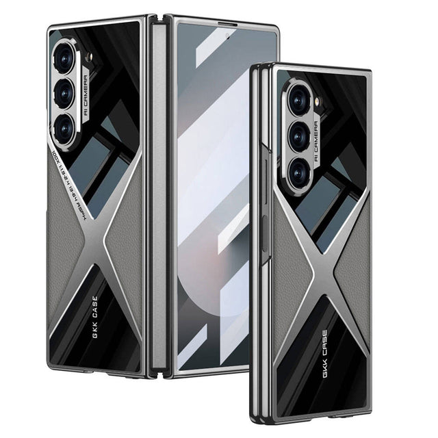 Galaxy Z Fold 6 Kılıf Ultra İnce Kamera Korumalı PC + Deri Arka Yüzey Zore X-Pro Kapak