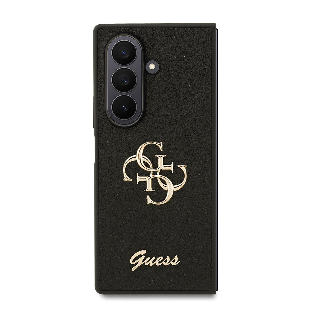 Galaxy Z Fold 7 Kılıf Guess Orjinal Lisanslı 4G Büyük Metal Logolu Glitter Kapak