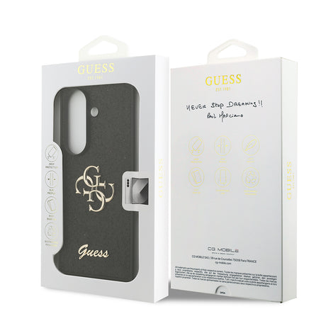 Galaxy Z Fold 7 Kılıf Guess Orjinal Lisanslı 4G Büyük Metal Logolu Glitter Kapak