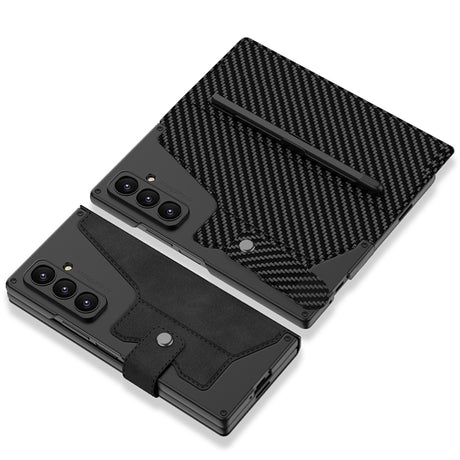 Galaxy Z Fold 7 Kılıf Kamera Korumalı Kadife Tasarımlı Zore Kıpta Kalem Bölmeli Fest Kapak