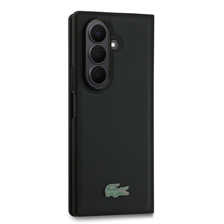 Galaxy Z Fold 7 Kılıf Lacoste Orjinal Lisanslı M-safe Şarj Özellikli Pike Desenli Arka Yüzey İkonik Timsah Metal Logolu Kapak