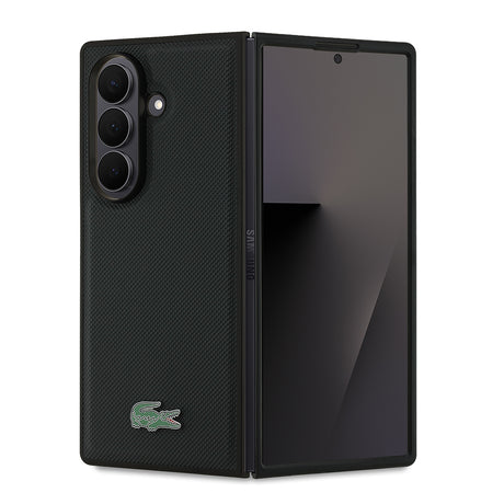 Galaxy Z Fold 7 Kılıf Lacoste Orjinal Lisanslı M-safe Şarj Özellikli Pike Desenli Arka Yüzey İkonik Timsah Metal Logolu Kapak