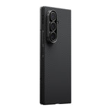 Galaxy Z Fold 7 Kılıf M-safe Şarj Özellikli 600D Aramid Fiber Pitaka Ultra-Slim Classic Serisi Black-Grey Twill Kapak
