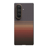 Galaxy Z Fold 7 Kılıf M-safe Şarj Özellikli Aramid Fiber Pitaka Tactile Woven Sunset-Moonrise Serisi Kapak