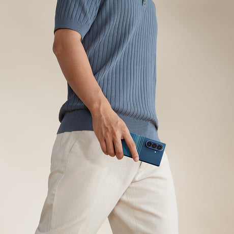 Galaxy Z Fold 7 Kılıf M-safe Şarj Özellikli Aramid Fiber Pitaka Tactile Woven Sunset-Moonrise Serisi Kapak