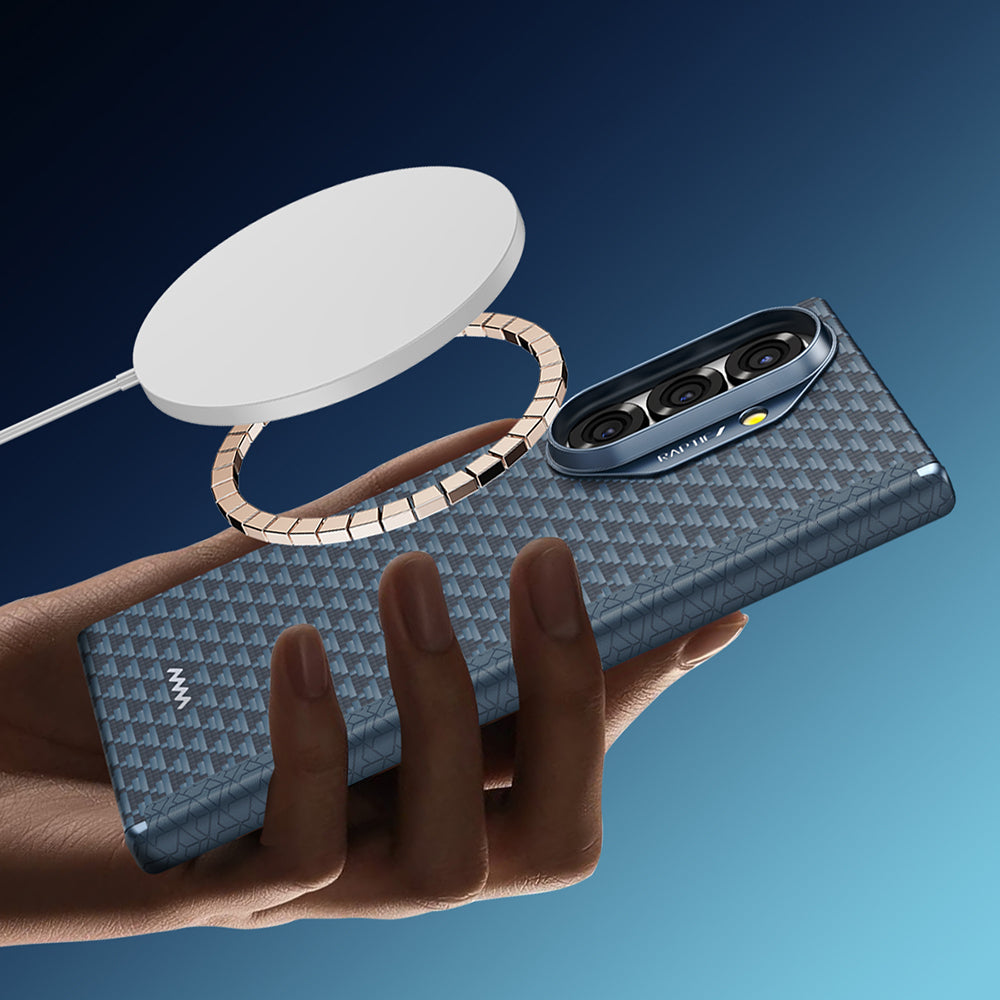 Galaxy Z Fold 7 Kılıf M-safe Şarj Özellikli Raptic Aramid Skin-Pro Profound Serisi Karbon Kapak