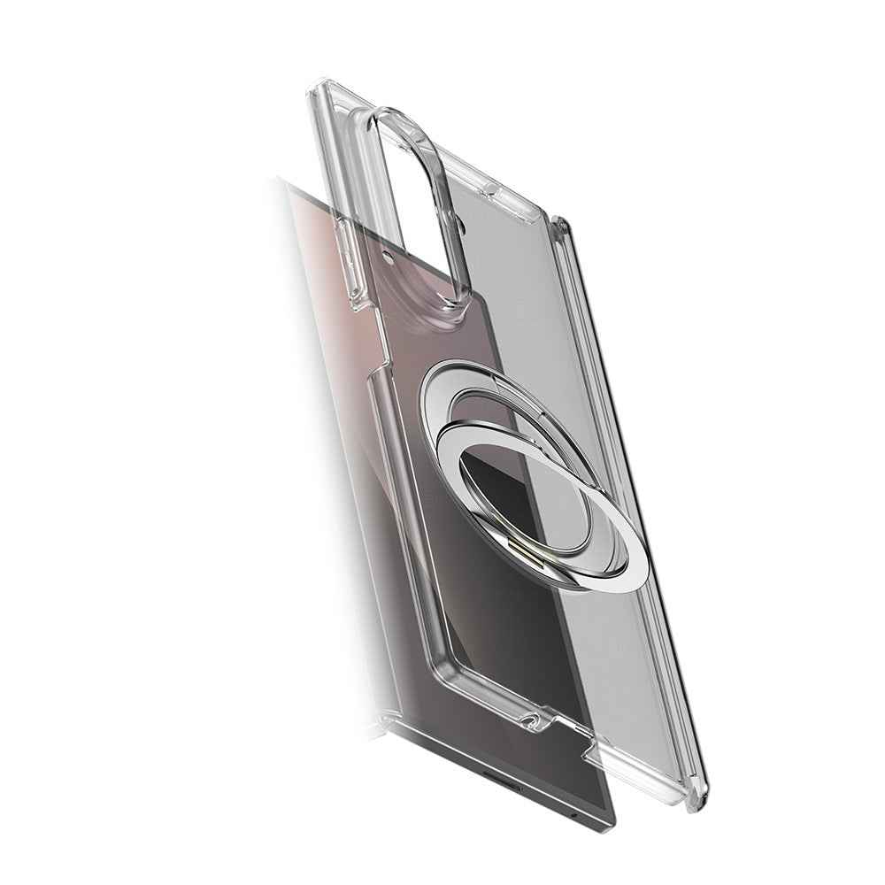Galaxy Z Fold 7 Kılıf M-safe Şarj Özellikli Transparan Sert PC Wlons Pita Standlı Kapak