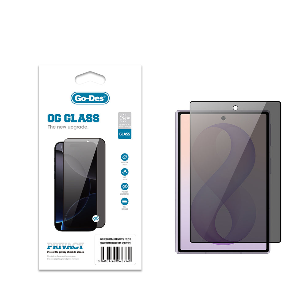 Galaxy Z Fold 8 Go Des OG Glass Privacy Antistatik Temperli Cam Ekran Koruyucu