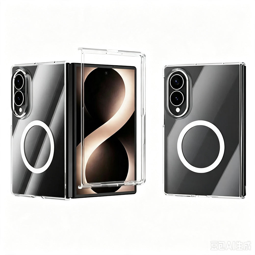 Galaxy Z Fold 8 Kamera Korumalı M-Safe Şarj Özellikli Şeffaf Zore London Sert PC Kapak