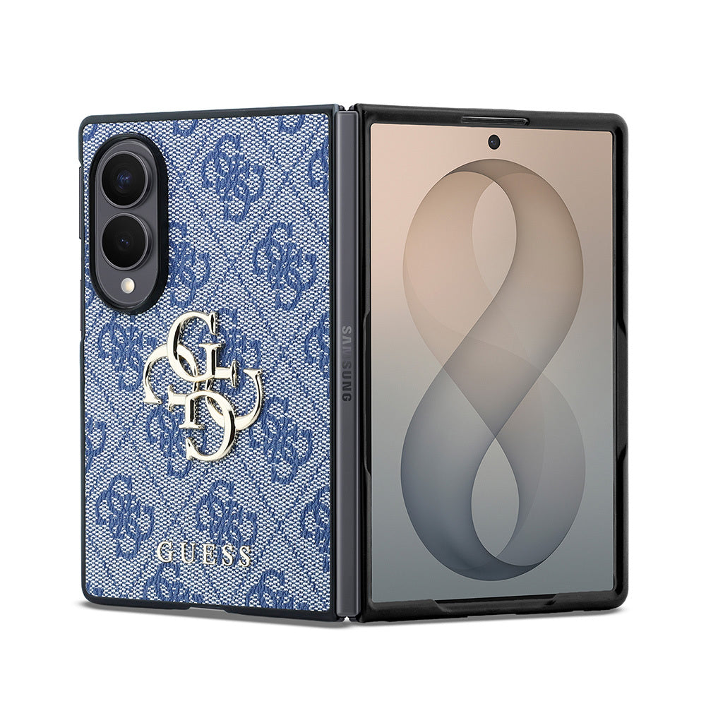 Galaxy Z Fold 8 Kılıf Guess Orjinal Lisanslı 4G Desenli Metal Büyük 4G ve Yazı Logolu Kapak