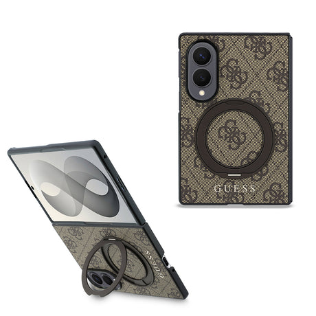 Galaxy Z Fold 8 Kılıf Guess Orjinal Lisanslı M-safe Şarj Özellikli 360 Derece Dönebilen Standlı PU Metal Logolu Kapak