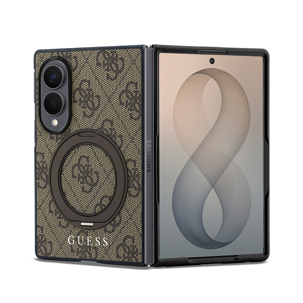 Galaxy Z Fold 8 Kılıf Guess Orjinal Lisanslı M-safe Şarj Özellikli 360 Derece Dönebilen Standlı PU Metal Logolu Kapak