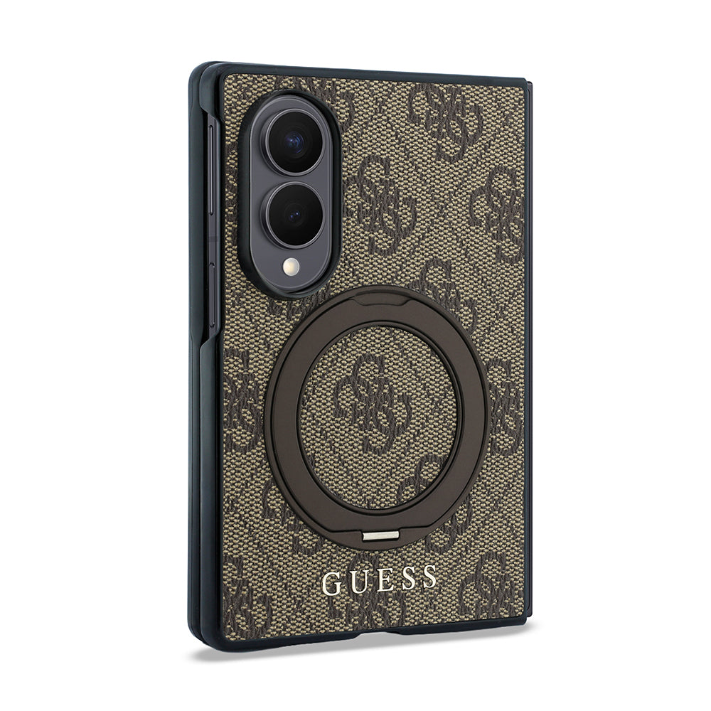 Galaxy Z Fold 8 Kılıf Guess Orjinal Lisanslı M-safe Şarj Özellikli 360 Derece Dönebilen Standlı PU Metal Logolu Kapak