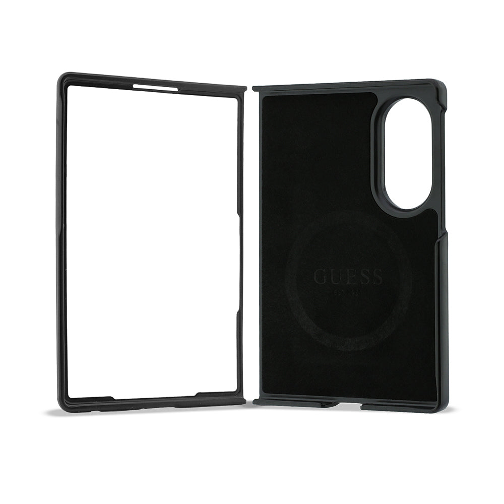 Galaxy Z Fold 8 Kılıf Guess Orjinal Lisanslı M-safe Şarj Özellikli 360 Derece Dönebilen Standlı PU Metal Logolu Kapak