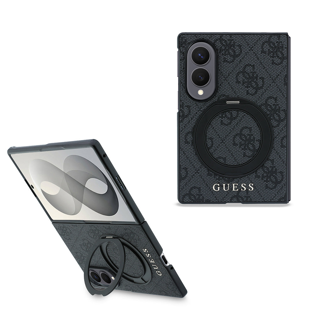 Galaxy Z Fold 8 Kılıf Guess Orjinal Lisanslı M-safe Şarj Özellikli 360 Derece Dönebilen Standlı PU Metal Logolu Kapak