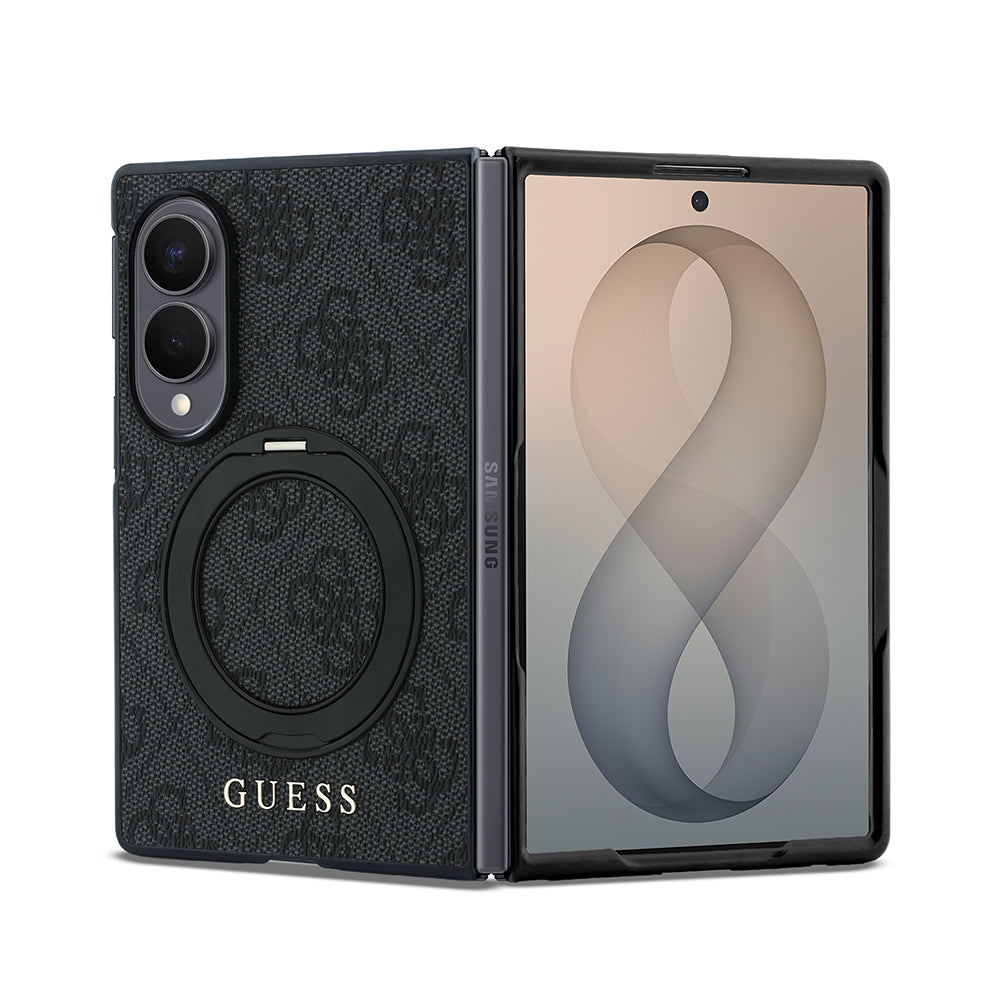 Galaxy Z Fold 8 Kılıf Guess Orjinal Lisanslı M-safe Şarj Özellikli 360 Derece Dönebilen Standlı PU Metal Logolu Kapak