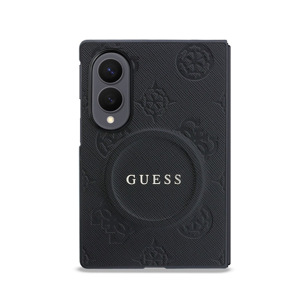 Galaxy Z Fold 8 Kılıf Guess Orjinal Lisanslı M-safe Şarj Özellikli Peony Sıcak Baskılı Klasik Yazı Logolu Saffiano Kapak