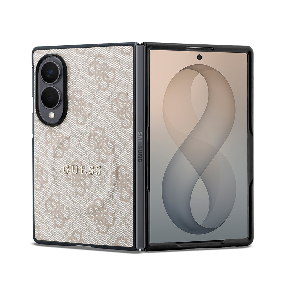 Galaxy Z Fold 8 Kılıf Guess Orjinal Lisanslı M-safe Şarj Özellikli PU Deri 4G Desenli Yazı Logolu Kapak
