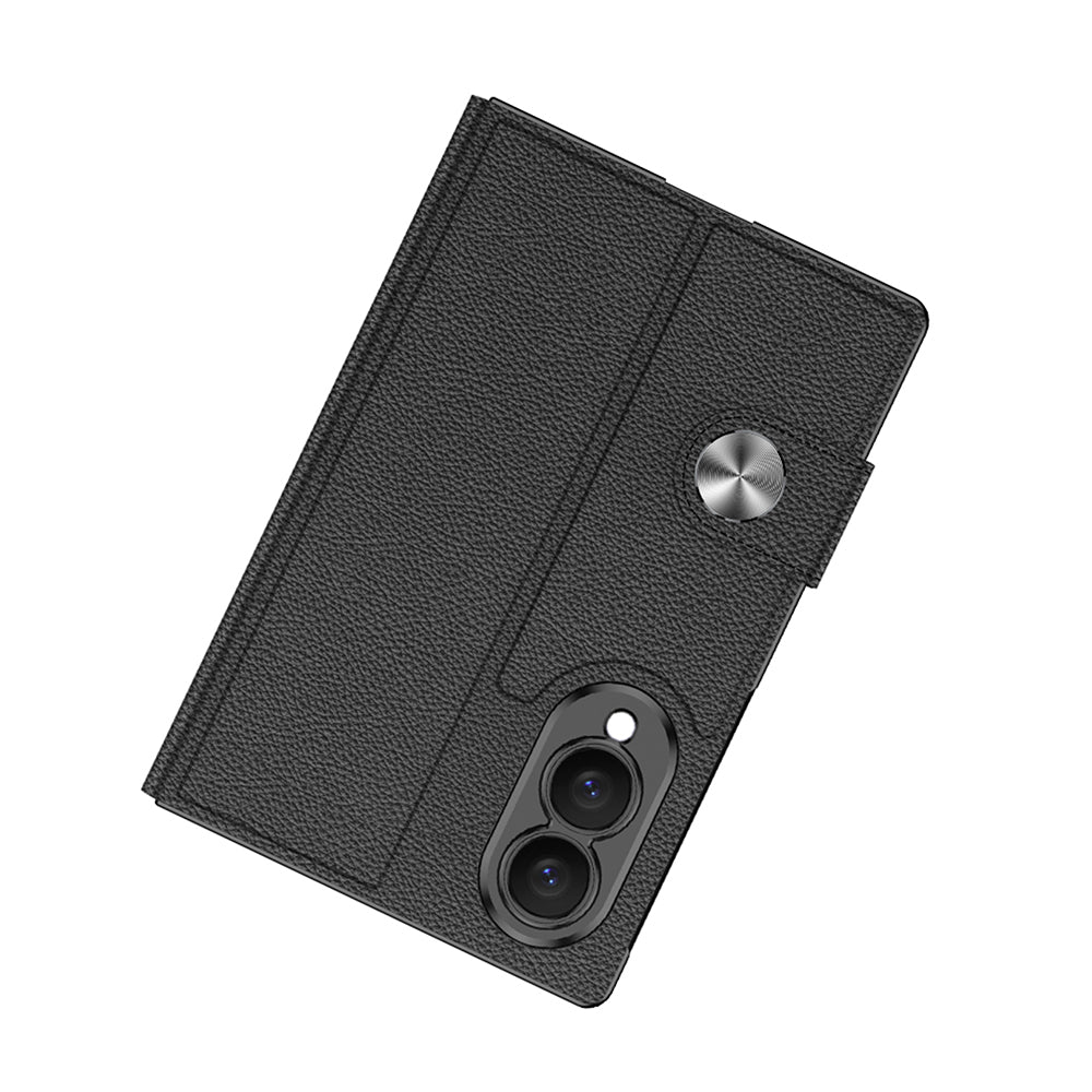 Galaxy Z Fold 8 Kılıf Karbon Fiber Tasarımlı Magnetik Tokalı Kartlıklı Zore Kıpta Zegna Kapak