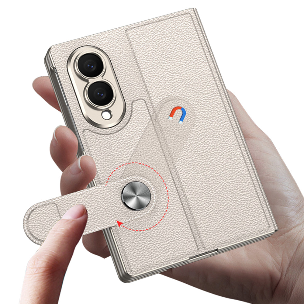 Galaxy Z Fold 8 Kılıf Karbon Fiber Tasarımlı Magnetik Tokalı Kartlıklı Zore Kıpta Zegna Kapak