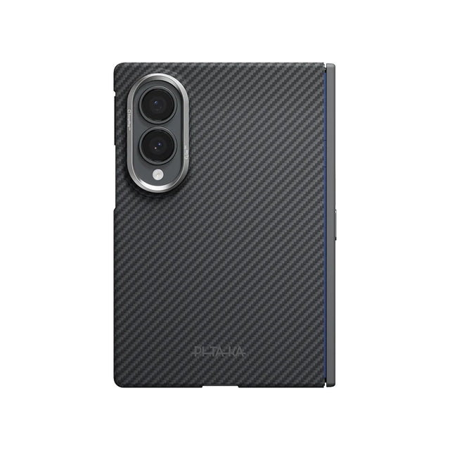 Galaxy Z Fold 8 Kılıf M-safe Şarj Özellikli 600D Aramid Karbon Fiber Menteşe Butonlu Pitaka Black-Grey Twill Kapak