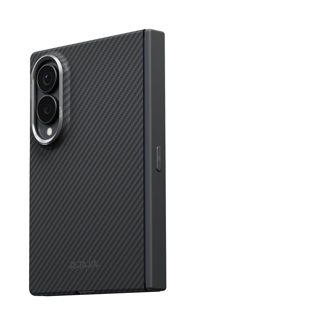 Galaxy Z Fold 8 Kılıf M-safe Şarj Özellikli 600D Aramid Karbon Fiber Menteşe Butonlu Suite Pitaka Black-Grey Twill Kapak