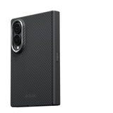 Galaxy Z Fold 8 Kılıf M-safe Şarj Özellikli 600D Aramid Karbon Fiber Menteşe Butonlu Suite Pitaka Black-Grey Twill Kapak