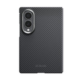 Galaxy Z Fold 8 Kılıf M-safe Şarj Özellikli 600D Aramid Karbon Fiber Pitaka Edge Serisi Black-Grey Twill Kapak