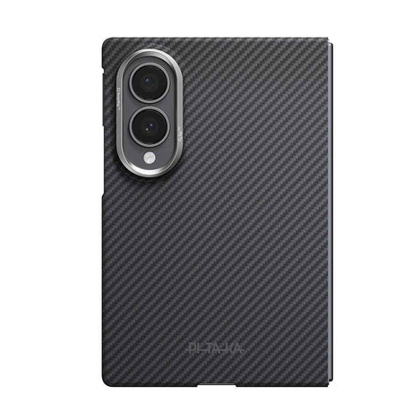 Galaxy Z Fold 8 Kılıf M-safe Şarj Özellikli 600D Aramid Karbon Fiber Pitaka Edge Serisi Black-Grey Twill Kapak