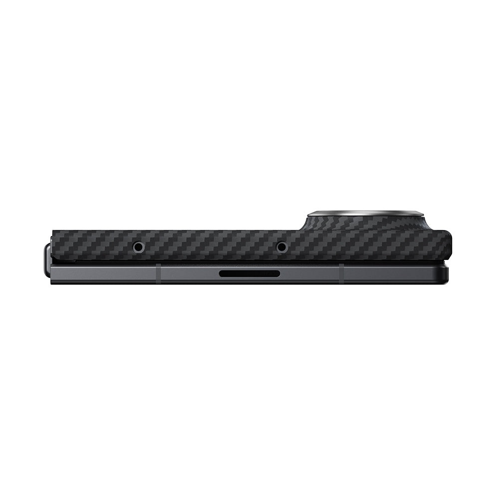 Galaxy Z Fold 8 Kılıf M-safe Şarj Özellikli 600D Aramid Karbon Fiber Pitaka Edge Serisi Black-Grey Twill Kapak