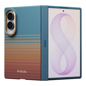 Galaxy Z Fold 8 Kılıf M-safe Şarj Özellikli Aramid Karbon Fiber Menteşe Butonlu Suite Pitaka Sunset 2.0 California Dream Serisi Kapak