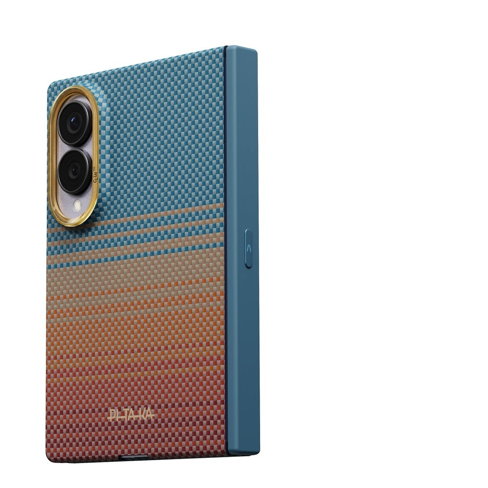 Galaxy Z Fold 8 Kılıf M-safe Şarj Özellikli Aramid Karbon Fiber Menteşe Butonlu Suite Pitaka Sunset 2.0 California Dream Serisi Kapak