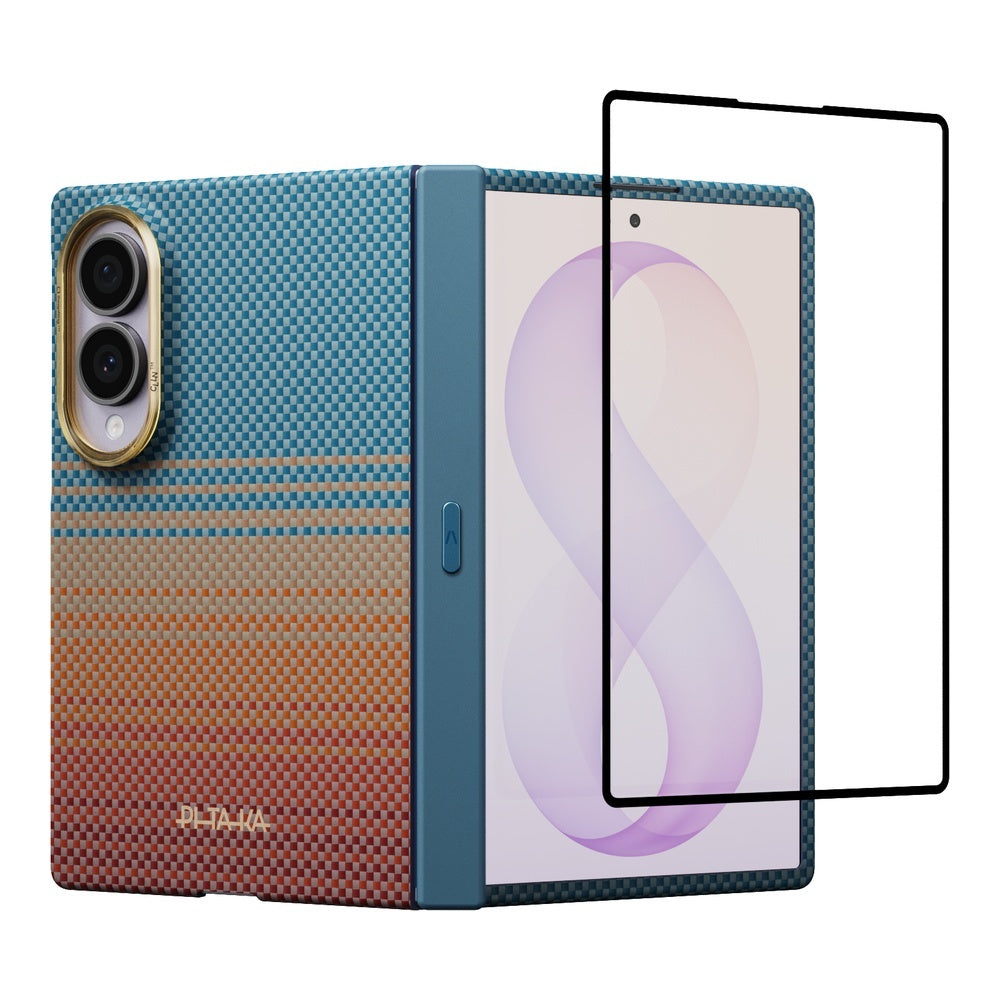 Galaxy Z Fold 8 Kılıf M-safe Şarj Özellikli Aramid Karbon Fiber Menteşe Butonlu Suite Pitaka Sunset 2.0 California Dream Serisi Kapak