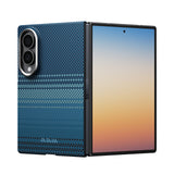 Galaxy Z Fold 8 Kılıf M-safe Şarj Özellikli Aramid Karbon Fiber Pitaka Tactile Woven Sunset-Moonrise Serisi Kapak