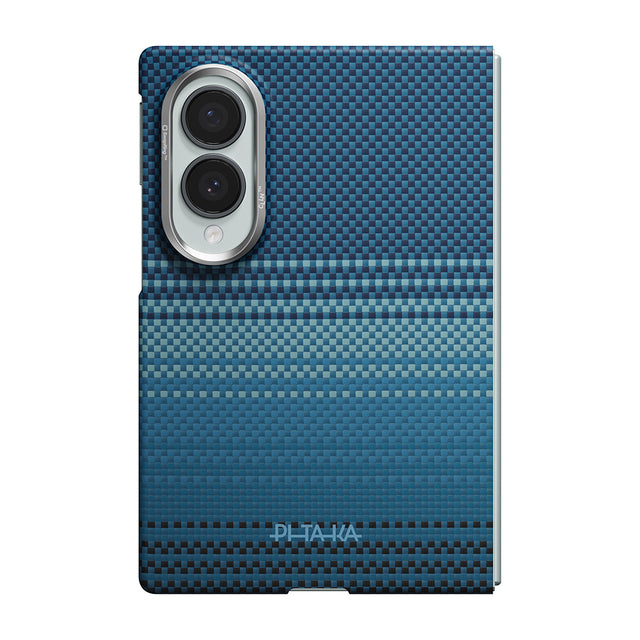 Galaxy Z Fold 8 Kılıf M-safe Şarj Özellikli Aramid Karbon Fiber Pitaka Tactile Woven Sunset-Moonrise Serisi Kapak
