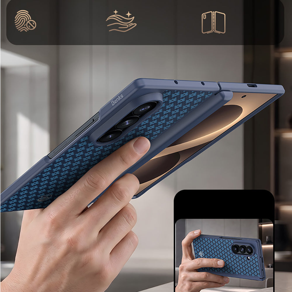 Galaxy Z Fold 8 Ultra Benks ArmorPro ArmorGrid Grand Combo Üçlü Aksesuar Seti (Ön Arka Kevlar Karbon Kapak + Ekran Koruyucu)