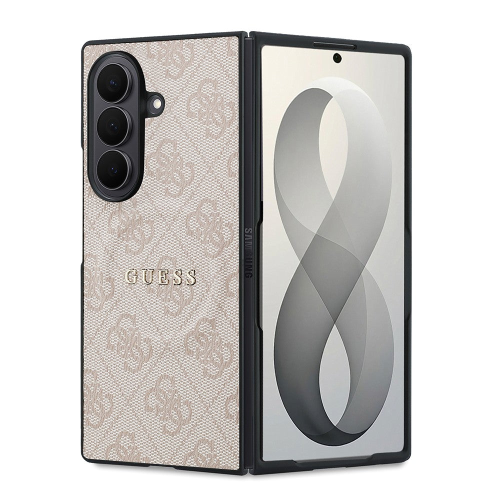 Galaxy Z Fold 8 Ultra Kılıf Guess Orjinal Lisanslı M-safe Şarj Özellikli 4G Desenli Yazı Logolu PU Deri Kapak