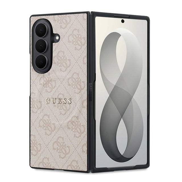 Galaxy Z Fold 8 Ultra Kılıf Guess Orjinal Lisanslı M-safe Şarj Özellikli 4G Desenli Yazı Logolu PU Deri Kapak