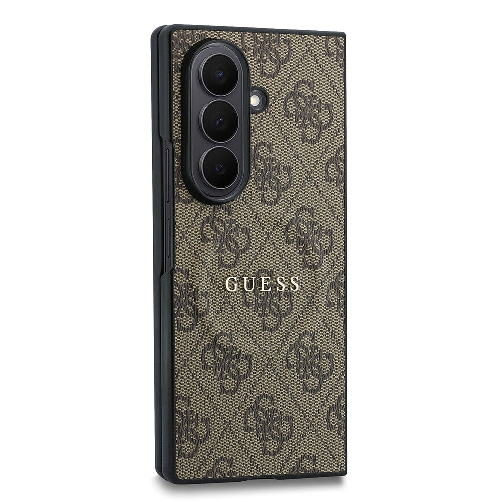Galaxy Z Fold 8 Ultra Kılıf Guess Orjinal Lisanslı M-safe Şarj Özellikli 4G Desenli Yazı Logolu PU Deri Kapak