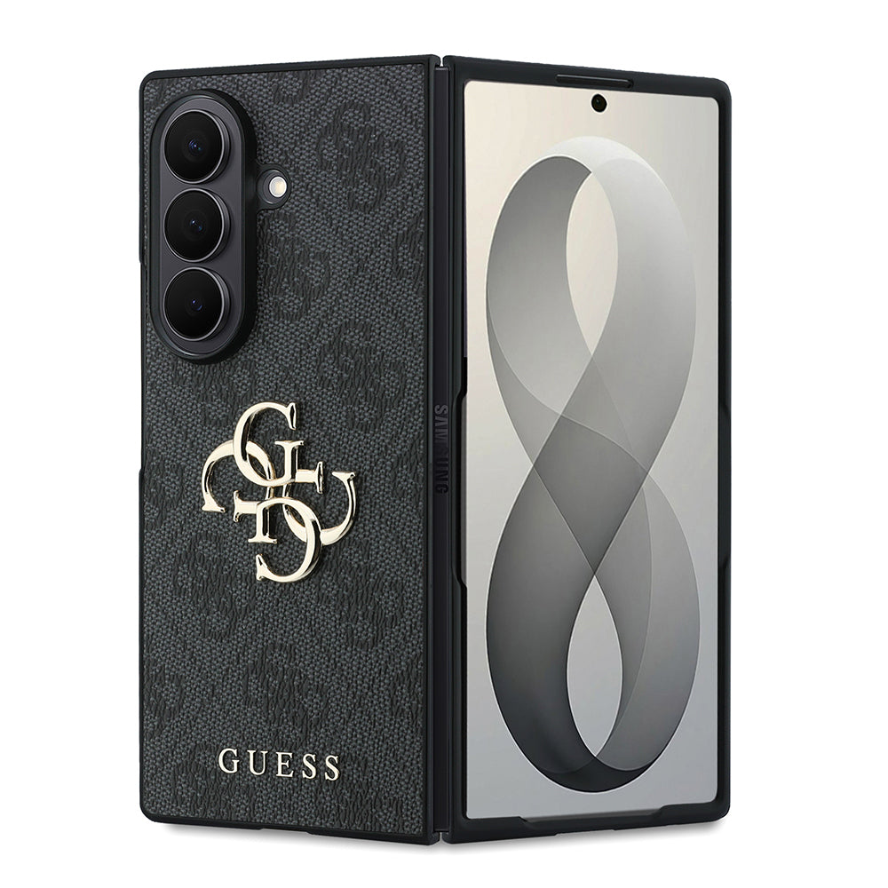 Galaxy Z Fold 8 Ultra Kılıf Guess Orjinal Lisanslı M-safe Şarj Özellikli PU Deri 4G Desenli Yazı Logolu Kapak