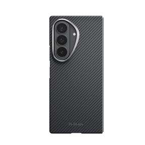 Galaxy Z Fold 8 Ultra Kılıf M-safe Şarj Özellikli 600D Aramid Karbon Fiber Pitaka Edge Serisi Black-Grey Twill Kapak