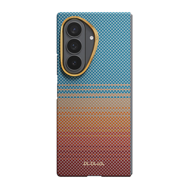 Galaxy Z Fold 8 Ultra Kılıf M-safe Şarj Özellikli Aramid Karbon Fiber Pitaka Sunset 2.0 California Dream Serisi Kapak