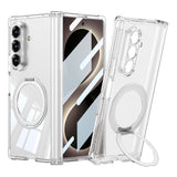 Galaxy Z Fold 8 Ultra Kılıf M-safe Şarj Özellikli Zore Kıpta KPT-09 Ring Standlı Şeffaf Sert PC Kapak